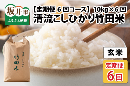 【先行予約】【令和7年産・新米】 【6ヶ月連続お届け】清流こしひかり 竹田米 10kg × 6回 計60kg （玄米） 【2025年9月下旬以降順次発送予定】 【米 お米 こめ 精米 コシヒカリ ブランド米 ふるさと納税米 産地直送】 [N-7403_02]