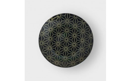 丸小皿 麻の葉 漆黒 ［NF161］