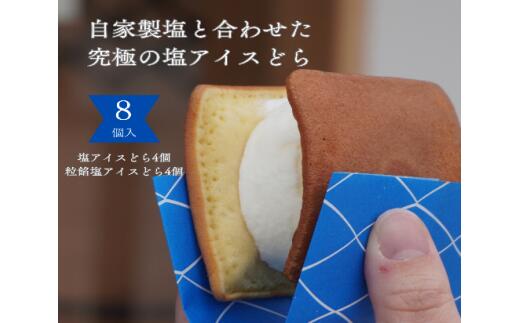 【ふるさと納税】塩どら焼き専門店 塩 アイス どら焼き 2種 食べ比べ 8個 セット 【25-011-008】 湯ノ塩 塩 ミルク どらやき お菓子 スイーツ デザート お土産 おもたせ 手土産 ご当地 鳥取県 米子市