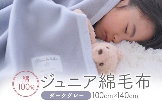 
綿100% ジュニア毛布 (ダークグレー) 100×140cm 毛布の町泉大津市産 [2465]
