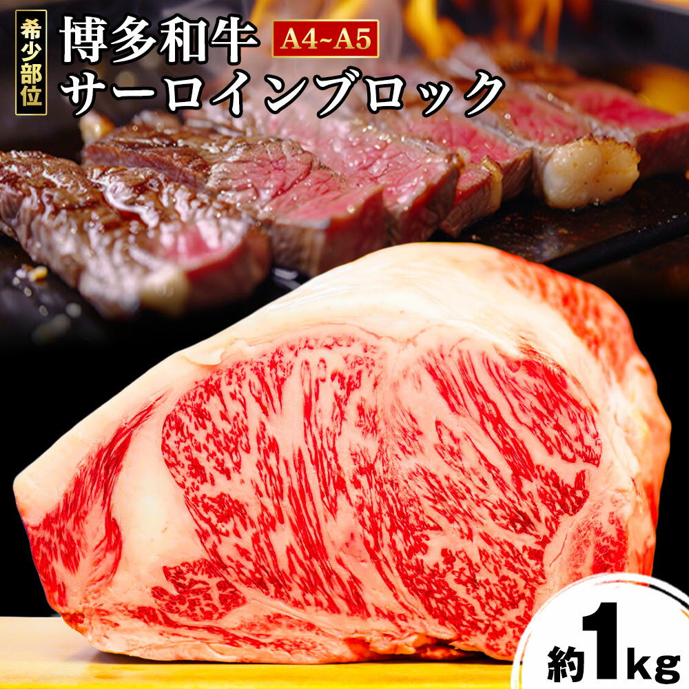 【ふるさと納税】希少部位 博多和牛 A5 A4 サーロインブロック 約1kg 株式会社MEAT PLUS《30日以内に出荷予定(土日祝除く)》福岡県 鞍手郡 小竹町 博多和牛 和牛 牛肉 サーロイン