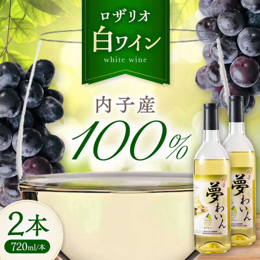 【ふるさと納税】内子夢わいん 白ワイン (ロザリオ) 約720ml 2本 / ワイン ロザリオワイン わいん wine お酒 酒 おさけ 洋酒 愛媛県 愛媛 内子町 国産ワイン 日本ワイン 果実酒 送料無料 人気 家飲み 宅飲み 美味しい 【企業組合内子ワイナリー】[BKAG013] 28000 28000円