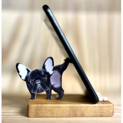 ふるさと納税 佐川町 【フレンチブルドッグ】君は放物線を見たか? 犬のスマートフォンスタンド 木工房ゆうむ