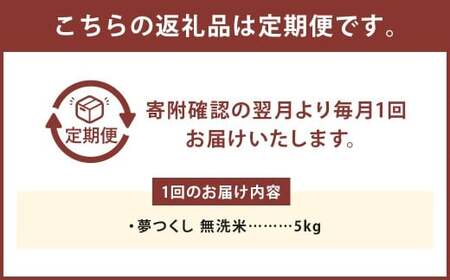 【3ヶ月定期便】 無洗米 食味鑑定士厳選 夢つくし 5kg×3回 計15kg 米 こめ コメ お米 精米 単一原料米 ごはん ご飯 ライス おにぎり
