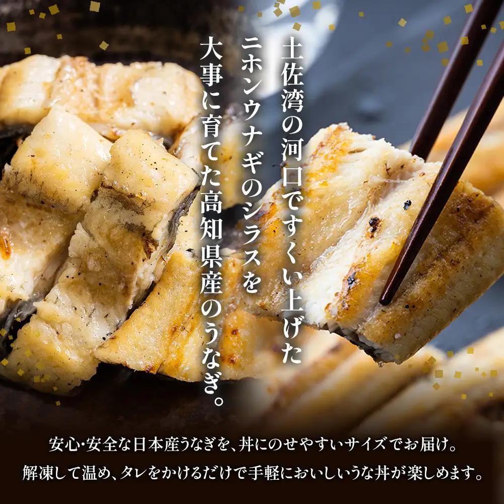 【10日程度で発送】贈答用 高知県産鰻の白焼き120～130ｇ2尾 刻み鰻50ｇ×3袋 蒲焼きのタレ5袋 天日塩20ｇ yw-0130