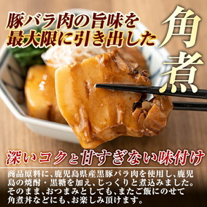 角煮 鹿児島黒豚角煮セット(280g×3個)に「霧島熟成神話豚」の豚肉を使った豚瓶味噌1個付き【富士食品】A0-235