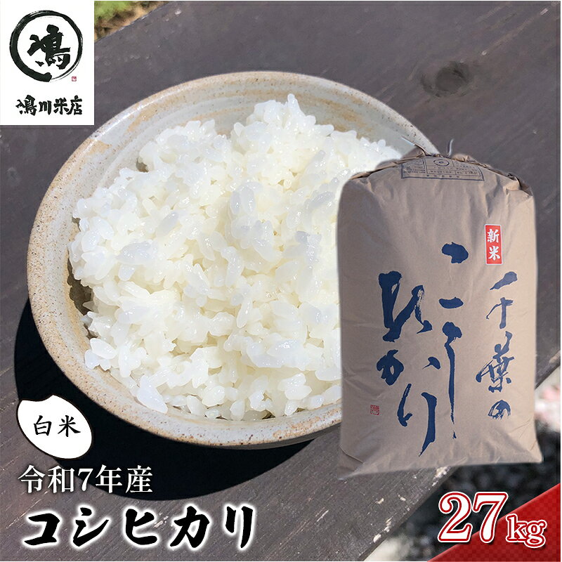 【ふるさと納税】最短出荷 2日から7日以内に発送 千葉産　令和7年コシヒカリ　白米27kg【 お米 粘りつやつや 甘み】 精米 ほんのり甘み 食感 新鮮