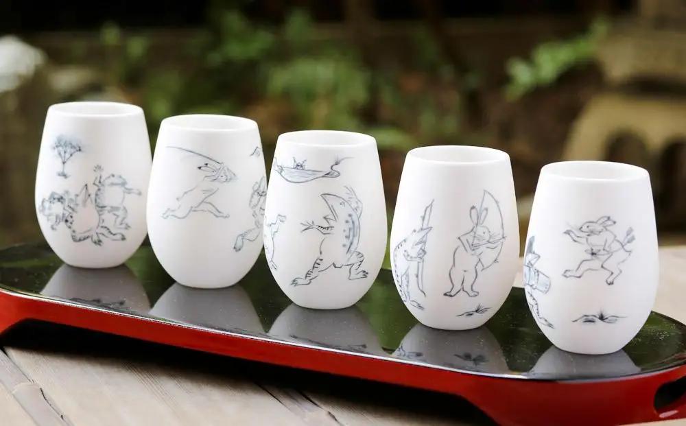 【陶あん】釉玻璃カップ 鳥獣戯画(兎と猿)｜清水焼 コップ 食器 人気［ 京都 清水焼 京焼 陶芸 食器 人気 おすすめ カップ コップ 器 お取り寄せ 通販 送料無料 ふるさと納税 ］