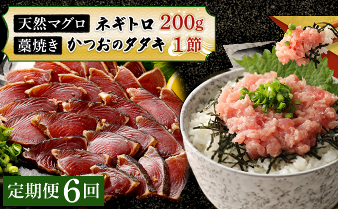 【定期便 / ６ヶ月連続】 土佐流藁焼きかつおのたたき１節と高豊丸ネギトロ２００ｇセット   魚介類 海産物 カツオ 鰹 わら焼き 高知 海鮮 冷凍 家庭用 訳あり 不揃い  連続 藁焼き かつおのたたき かつお タタキ まぐろ 鮪 マグロ ネギトロ ねぎとろ