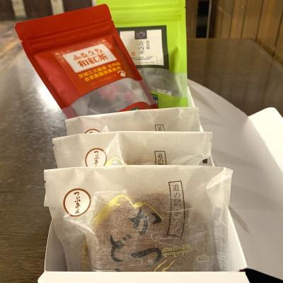 ふるさと納税 城里町 古内茶・和紅茶とかつどら3個セット【つぶあん】 |  | 01
