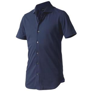 DJS-004 decollouomo メンズドレスシャツ半袖（生地／コンコルド）ライトネイビー／Sサイズ