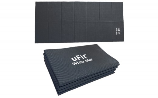 uFit Wide Mat【ブラック】 【 マット トレーニング  運動 筋肉 筋トレ バランス ストレッチ 折りたたみ コンパクト 】