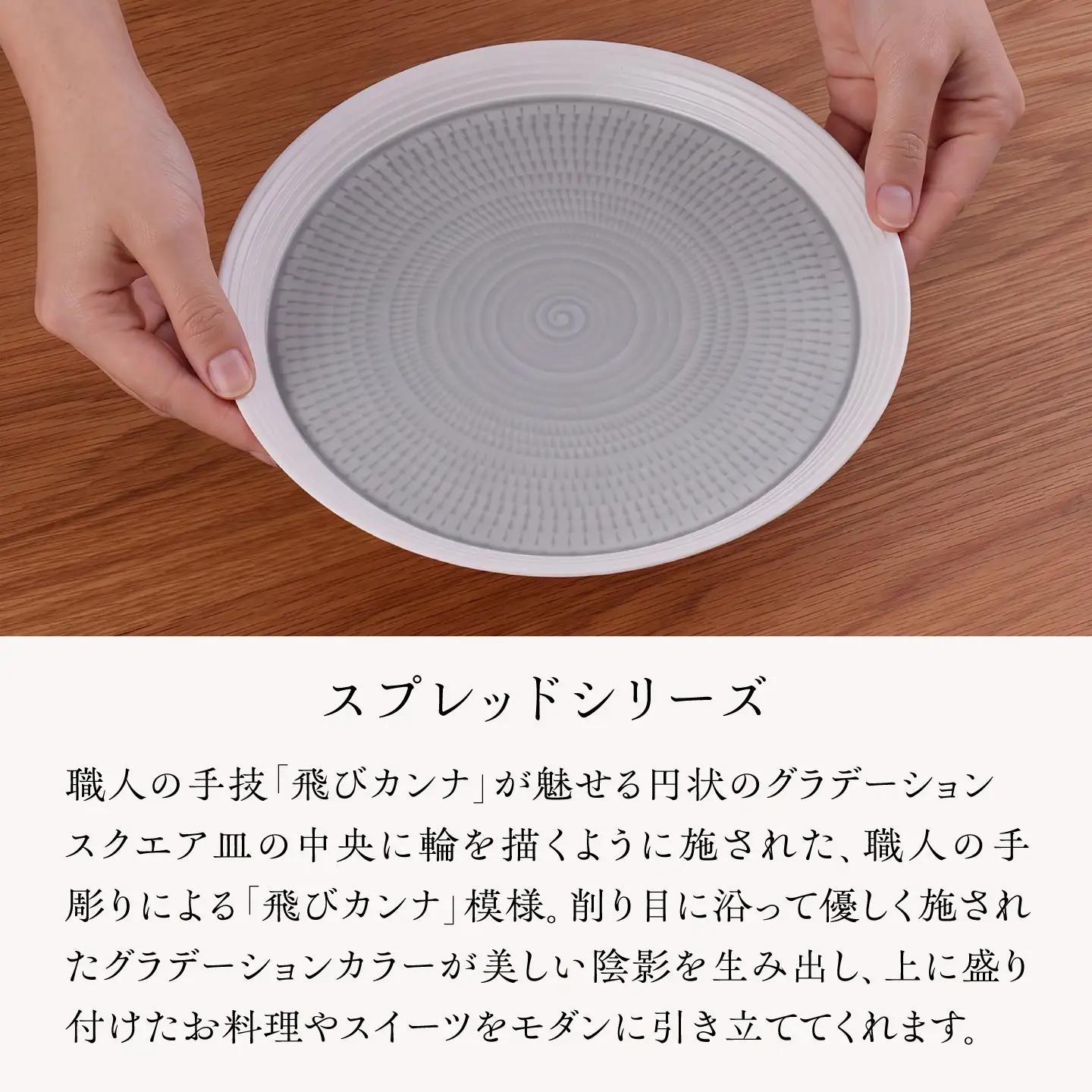 【波佐見焼】スプレッド プレート 24cm グレー 2枚セット【一真窯】[BB71]