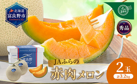 【2026年発送】JAふらの 赤肉 メロン 2玉 計3.2kg 富良野 メロン