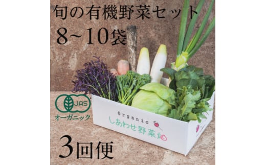 ＜毎月定期便＞しあわせ野菜畑の有機野菜　Mセット　(安心の有機JAS認証　オーガニック野菜)全3回【4066008】