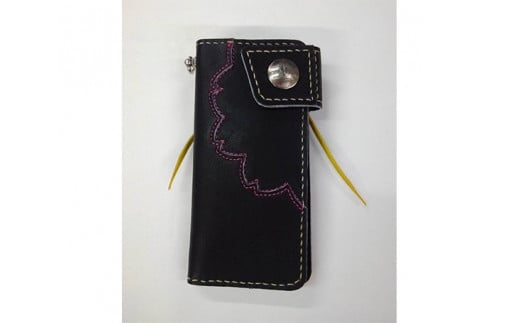 野球グローブの革製！長財布　夜桜 ／ レザー 手作り 大阪府 特産品 No.063