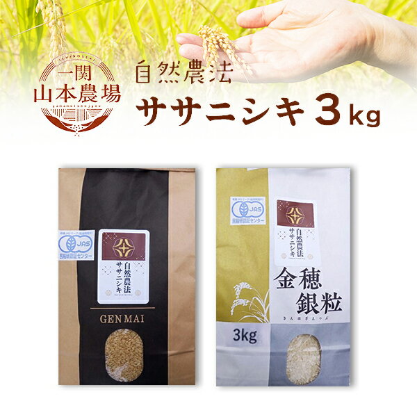 【ふるさと納税】《 新米先行予約 》令和7年産 新米 自然農法 ササニシキ 3kg 選べる 玄米 精米 お米 ご飯 米 お試し 小分け 米 コメ 人気 おすすめ お取り寄せ リピート お弁当 弁当 料理 和食 おにぎり おむすび 食品 ギフト プレゼント 贈り物 贈答品 岩手県 一関市