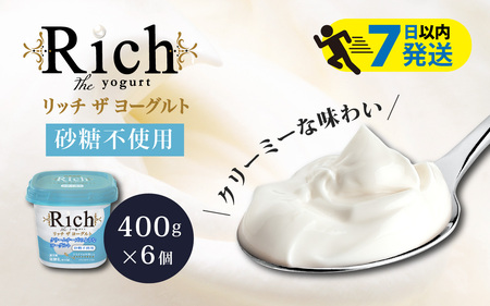 【砂糖不使用】 共進牧場 リッチザヨーグルト 400g×6個 ／ ヨーグルト 生乳 リッチ 乳製品 お取り寄せ スイーツ 洋菓子 健康 ギフト プレゼント お返し 誕生日 朝食 無糖