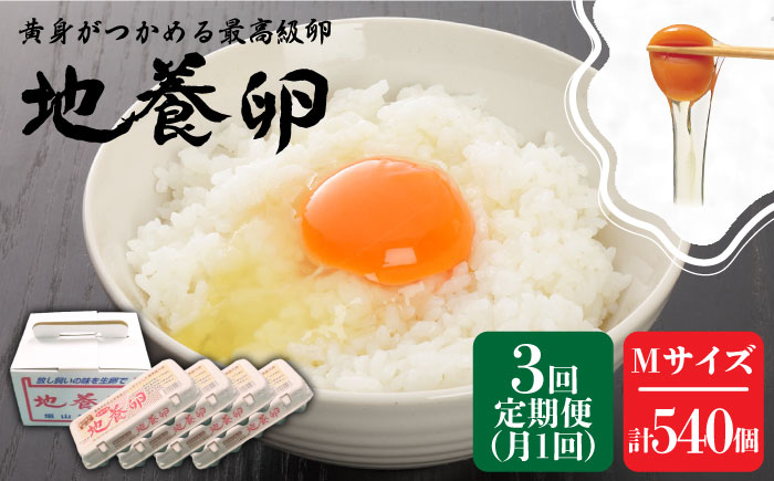 
【3回定期便】最高級 卵 地養卵 Mサイズ 180個×3回定期便 長崎県産 西海市 たまご 卵 玉子 タマゴ 鶏卵 オムレツ 卵かけご飯 朝食 料理 人気 卵焼き＜垣山養鶏園＞ [CBB010]
