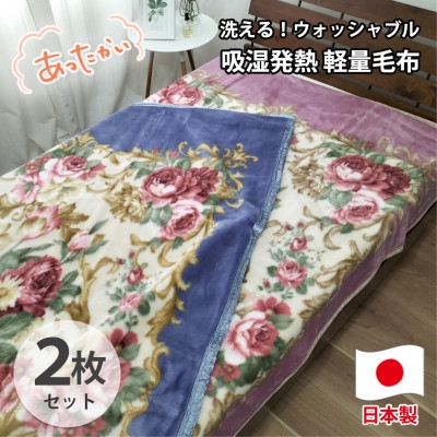 
            ＜シングル2枚組＞洗える 吸湿発熱 軽量あったか毛布 MO-6062-2P【1507152】
          