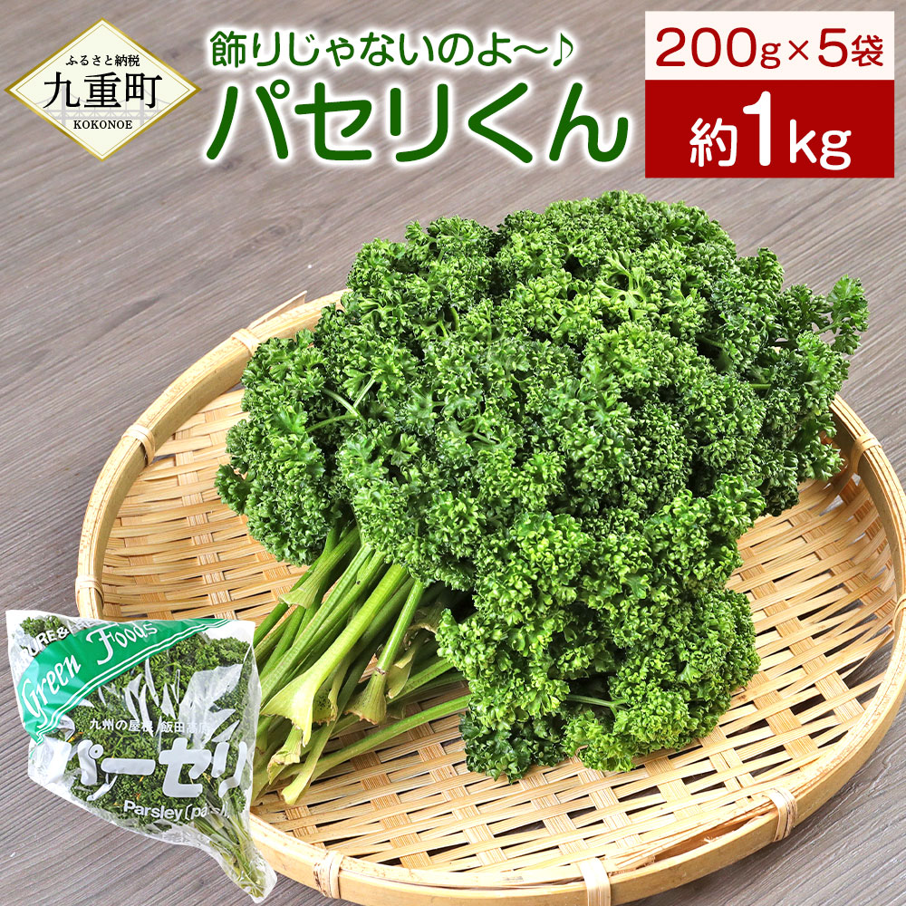【ふるさと納税】大分県産 飾りじゃないのよ～♪ パセリくん 合計1kg 200g×5袋 パセリ 高原 野菜 採れたて 新鮮 九州産 九重町 大分県 冷蔵 送料無料 【2026年11月下旬まで順次発送予定】