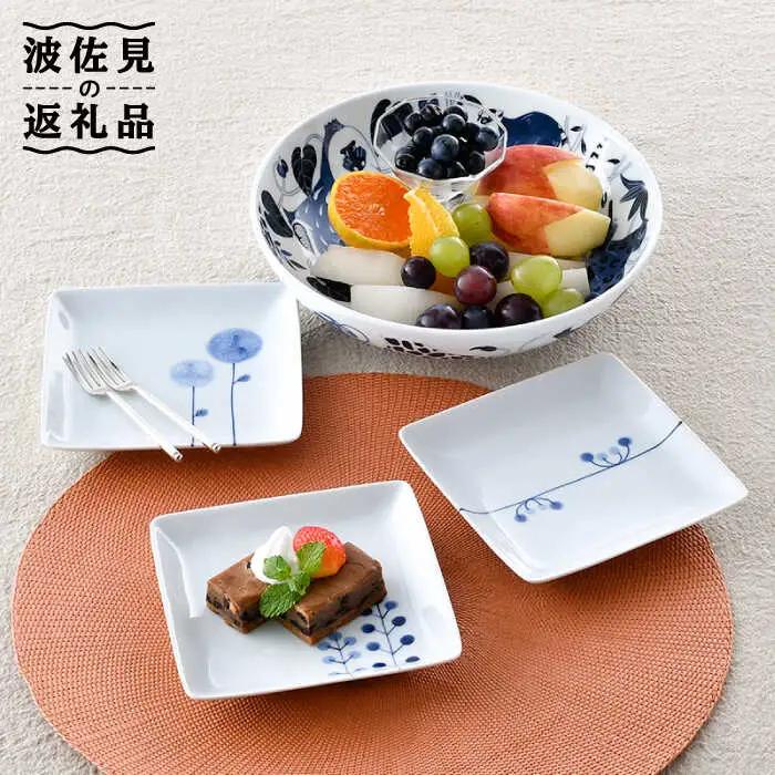 NB 105【波佐見焼】大人気 ボウル 角皿 含む オリジナルセットアップ商品 食器 皿 【浜陶/natural69】 [NB105] 波佐見焼