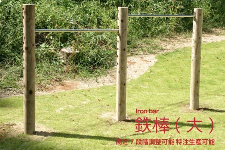 木製 鉄棒 (大) 2連 国産材 環境配慮 外遊び 屋外 アスレチック 遊具 公園 庭