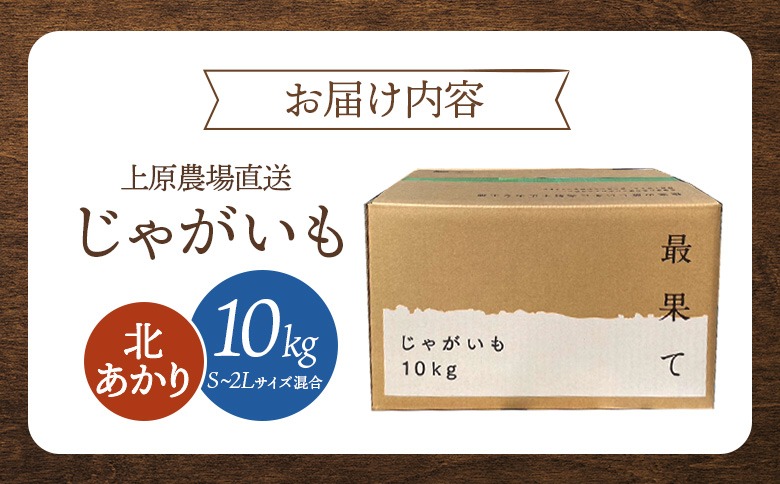 【先行予約】上原農場直送　じゃがいも（北あかり） 10kg【S～2Lサイズ混合】  【66004】