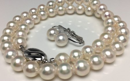 真珠 ネックレス ピアス セット パール 7.5～8.0 ミリ 三重県 伊勢志摩 志摩 アクセサリー ギフト プレゼント お祝い 母の日 入学式 卒業式 結婚式 冠婚葬祭 成人祝い 結婚祝い / 老舗の 真珠 専門店・ 高品質 アコヤ真珠 ネックレス セット 7.5～8.0ミリ （ イヤリング セット ）