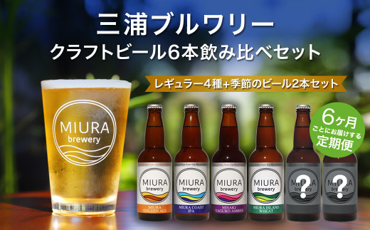 【三浦ブルワリー】定期便6ヶ月クラフトビール定番4本と季節のビール2本飲み比べセット　M110-T05