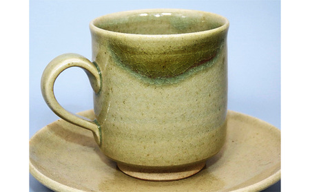 虫明焼 コーヒーカップ＆ソーサー 2個組（曙窯 作） 工芸品 ティーカップ 