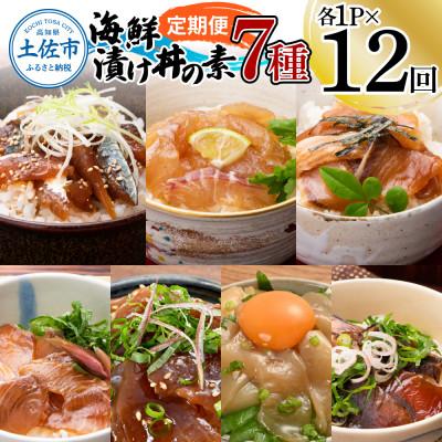 ふるさと納税 土佐市 【毎月定期便】土佐の海鮮漬け丼の素(7種×各1P)セット全12回