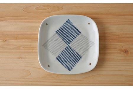 【波佐見焼】千段格子 フリートレイ (小) 角皿 小皿  5枚セット 食器 皿 【陶もと】 [PE16]  波佐見焼