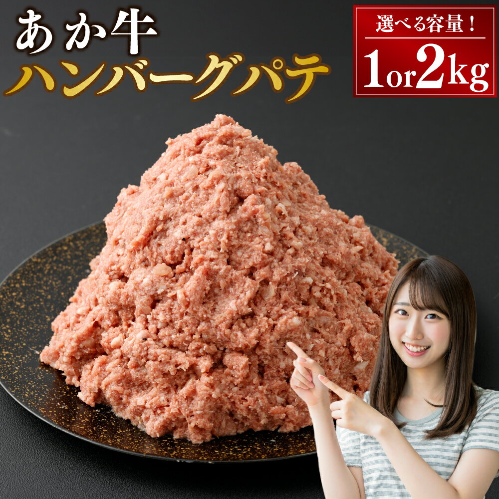 【ふるさと納税】〈選べる容量〉あか牛ハンバーグ パテ 1kg または 2kg 牛肉 ミンチ ひき肉 赤身 あか牛 ハンバーグ ロールキャベツ ミートソース パスタ グラタン 冷凍 熊本 阿蘇 送料無料