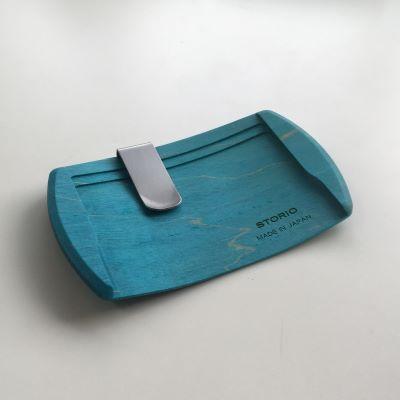 ふるさと納税 小千谷市 【雪国の無垢材使用】ストーリオ 電子マネークリップ カエデ 青染め |  | 01