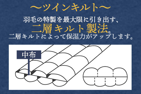 ＜羽毛掛ふとん ダブルサイズ 暖色限定 ホワイトダックダウン90% フェザー10% 充填量 1.9kg＞日本製【MI220-bs】【株式会社ベストライフ】