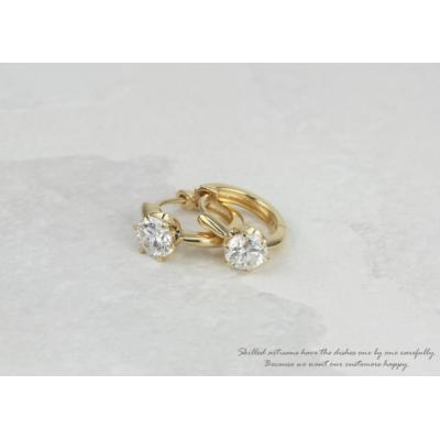 ふるさと納税 甲府市 【K10YG】ダイヤモンド 一粒石 フープピアス le1182k10yg |  | 02