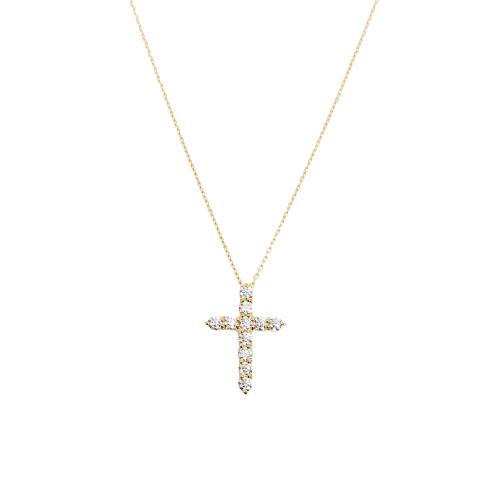 甲府市で製造 18金製 クロス ダイヤモンドネックレス 0.3ct［SIN13032K]
