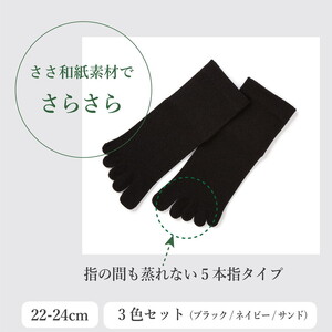 SASAWASHI レディス5本指靴下（22～24cm）3色組 ※離島への配送不可