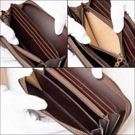 HEDGE　ファスナー長財布(ダークブラウン)牛革本来の表情を隠さない染料染め たつの市産牛革使用【1370498】