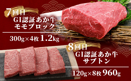 【定期便 12回】≪GI認証≫くまもと あか牛 12種 食べ比べ【家族で ご褒美 定期便】ステーキ シャトーブリアン サーロイン ランプ ミスジ リブ ロース 12回配送 ステーキ 和牛 あか牛 牛肉