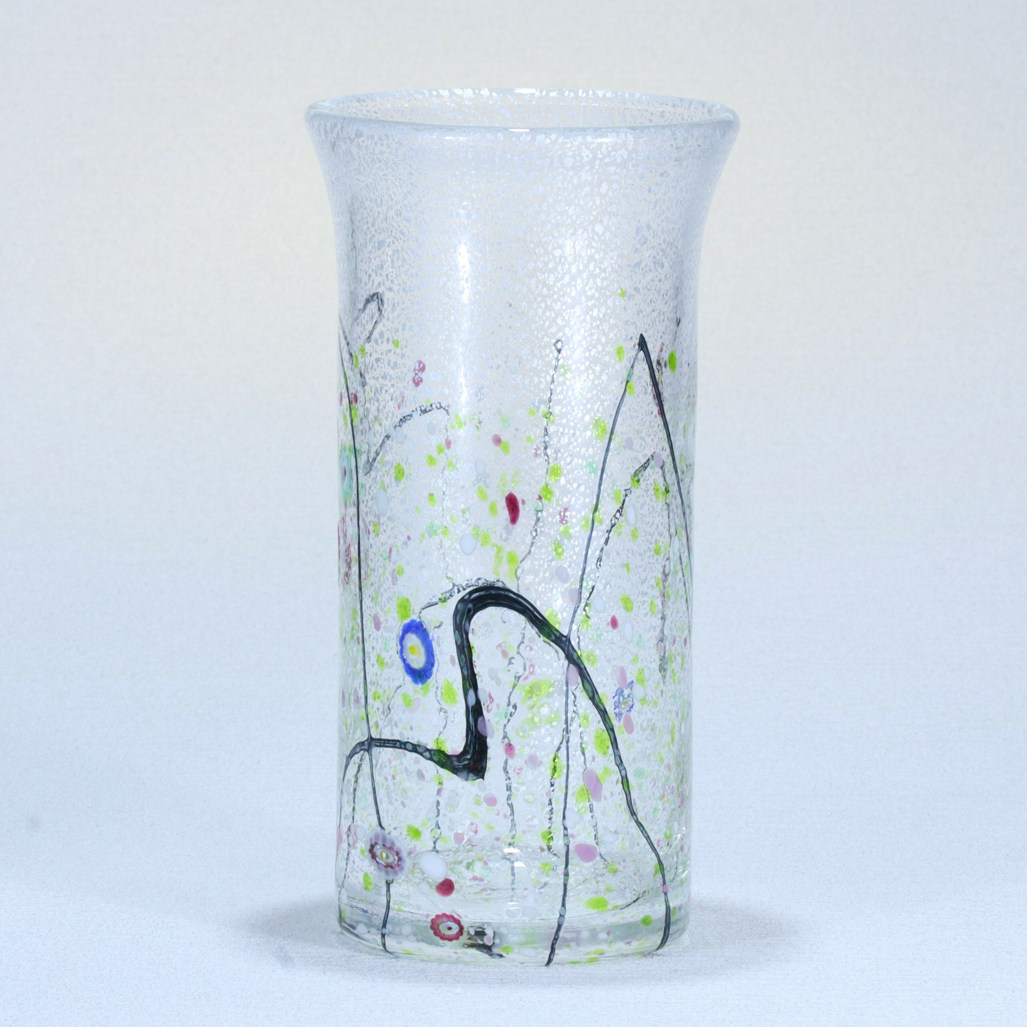 【ふるさと納税】花器「光琳」筒型 【選べるカラー：クリア、オーシャンブルー、コバルトブルー、金赤】 花瓶 花びん フラワーベース 生け花 インテリア ガラス工芸 送料無料 【グラスアート黒木】