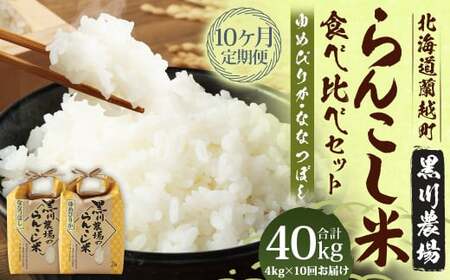 【10ヶ月定期便】 らんこし米 食べ比べ （ななつぼし・ゆめぴりか） 各2kg（黒川農場） お米 米 コメ 白米 精米 ご飯 2kg 北海道 蘭越町