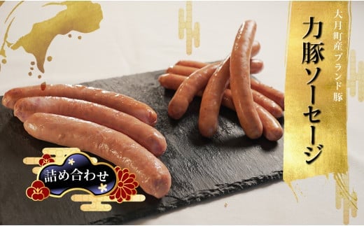 国産 力豚ソーセージ詰め合わせ｜ソーセージ6本×2 フランクフルト3本×3 小分け 使いやすい ブランド豚 食べ比べ 家族ごはん 朝食 弁当 BBQ ウインナー 冷凍 ポーク お取り寄せ 簡単調理 子ども向け ご当地 おすすめ 土佐 高知県 大月町