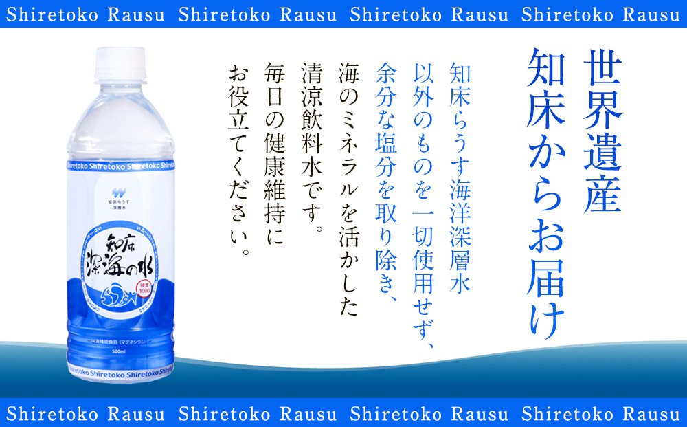 年12回！北海道 羅臼（らうす）のお水 海洋深層水500ml×24本定期便  知床 世界自然遺産 国産 備蓄 常備水 ペットボトル ミネラル 清涼飲料水 生産者 支援 応