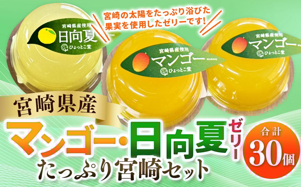 ＜宮崎県産マンゴーゼリー・日向夏ゼリー たっぷり宮崎！合計30個セット＞翌月末迄に順次出荷