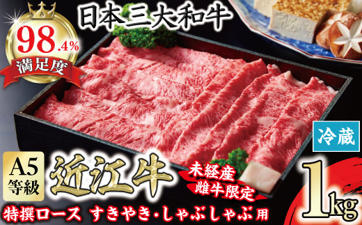A5等級 未経産雌限定 特撰近江牛ロースすきやき しゃぶしゃぶ用 1kg【FO06W】	<br>