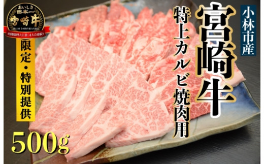 
【直売・特別提供品】A５等級小林市産宮崎牛特上カルビ焼肉用500ｇ（国産 牛肉 国産牛 和牛 黒毛和牛 宮崎牛 カルビ 上カルビ 焼肉）
