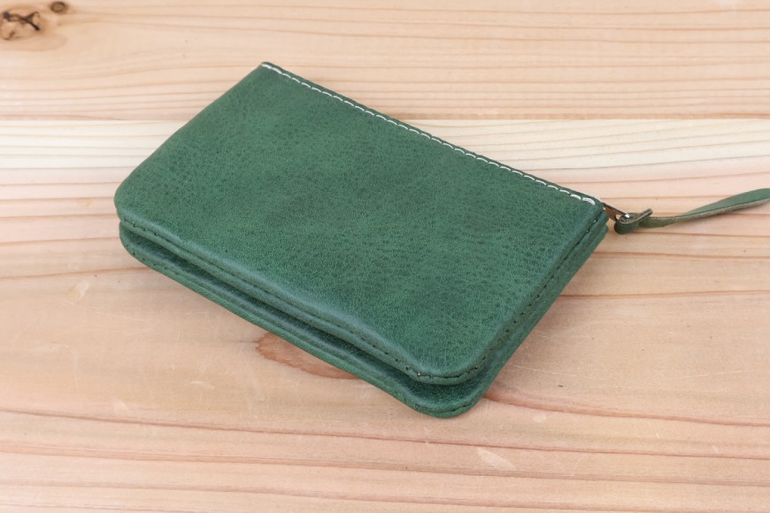 おさいふポーチ グリーン [アトリエSASSA 富山県 朝日町 34310063]