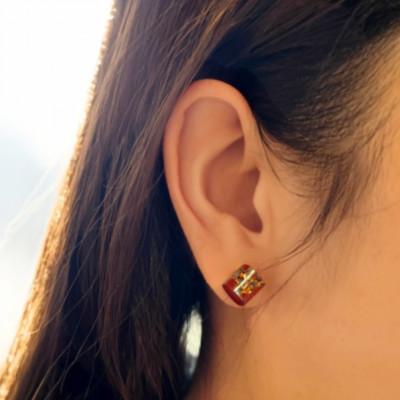 ふるさと納税 小浜市 若狭塗 ピアス【BLOMINA】朱色 |  | 01